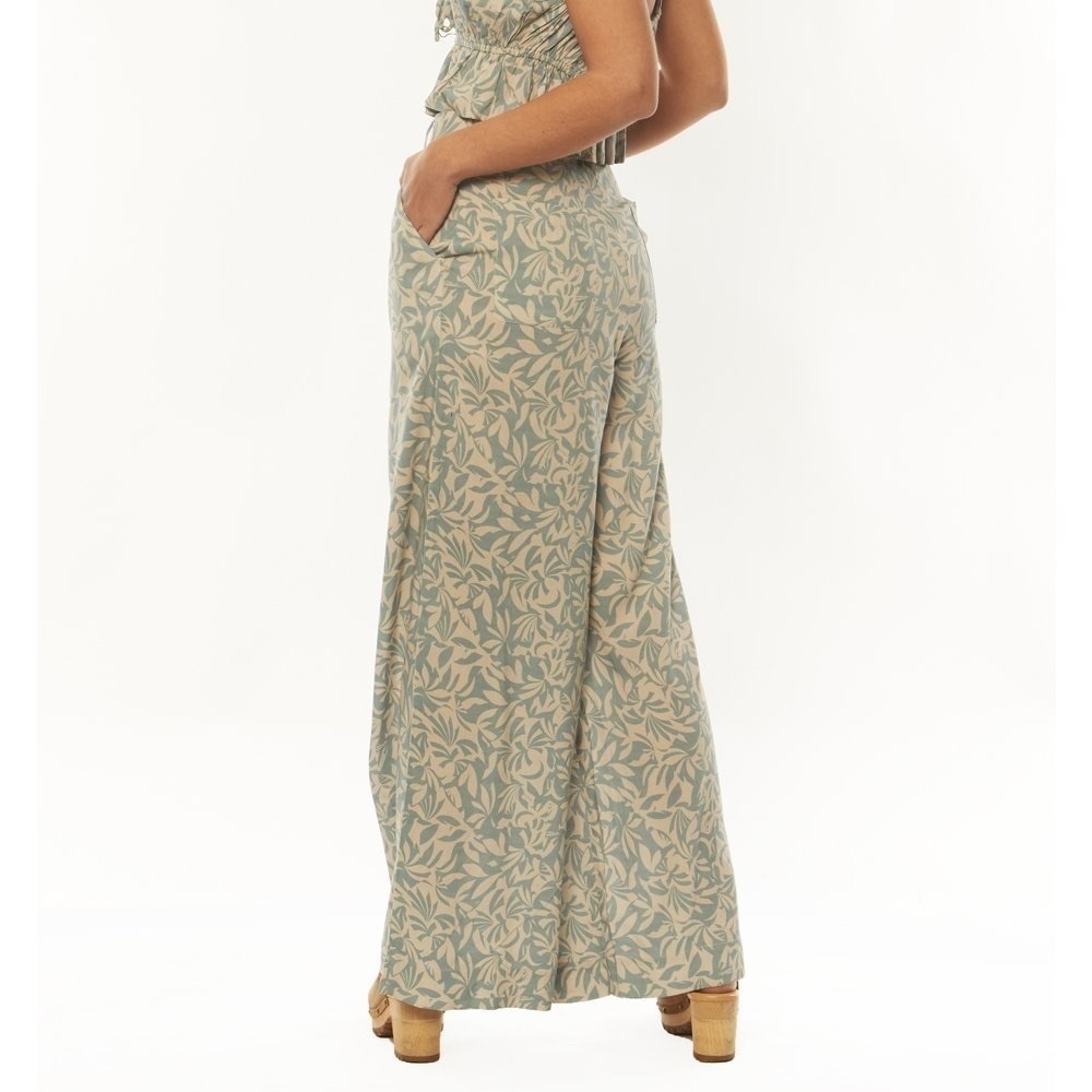 Amuse Society Jamie Pant Tropical Beach Vacation in Green/Cream Size Small - Picture 2 of 11